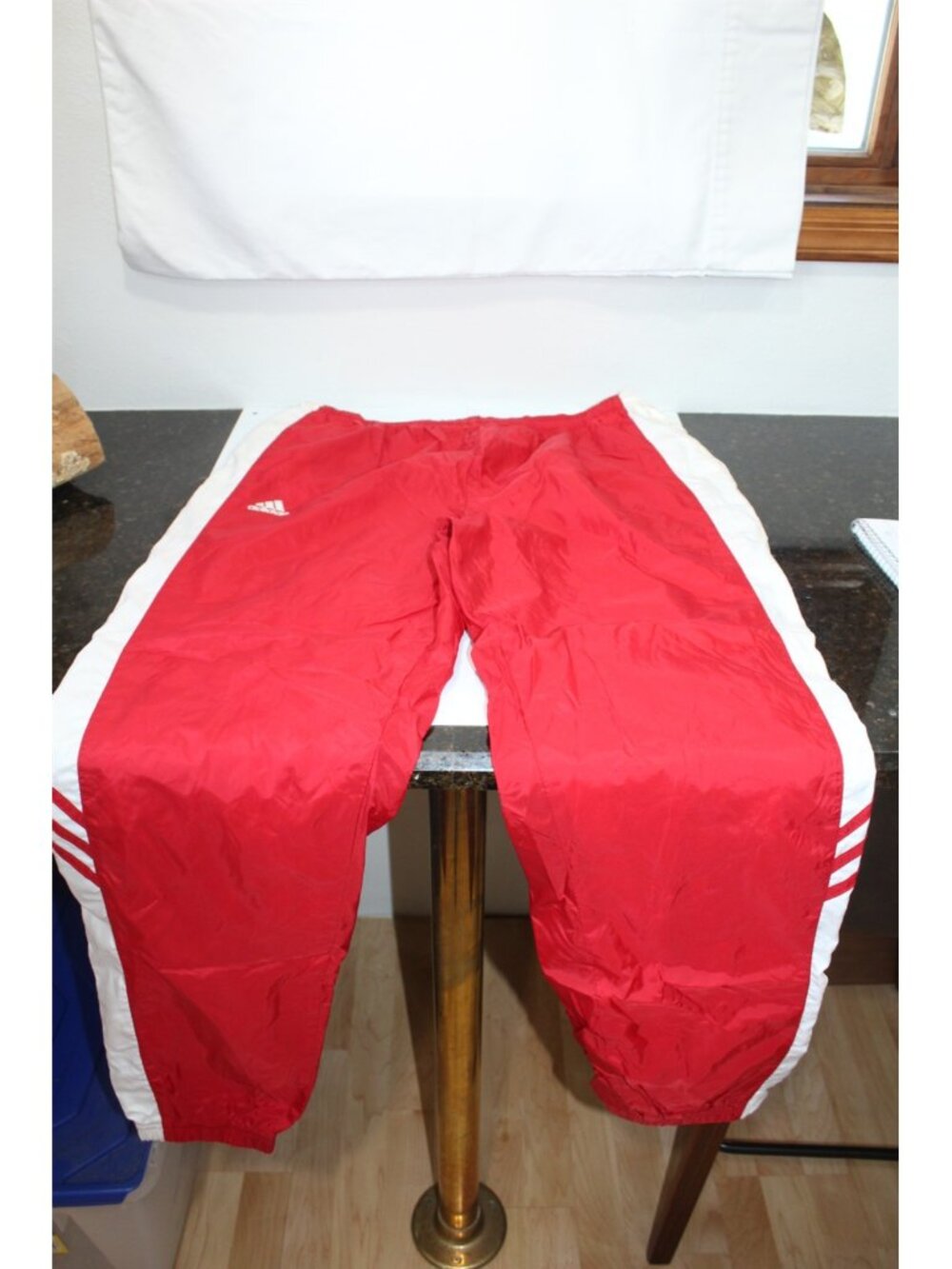 Vintage adidas Warm Up Jacket & Pants Red White Nylon Mock Neck Zip Front Large - Picture 2 of 16